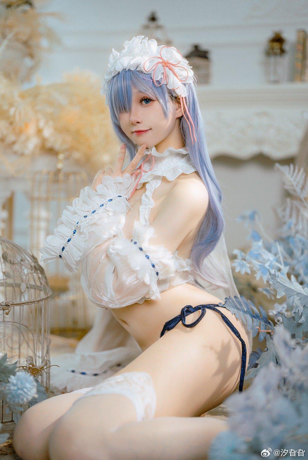 COSPLAY鉴赏|长发花嫁蕾姆COS，被美貌吸引了！Cn汐旮旮