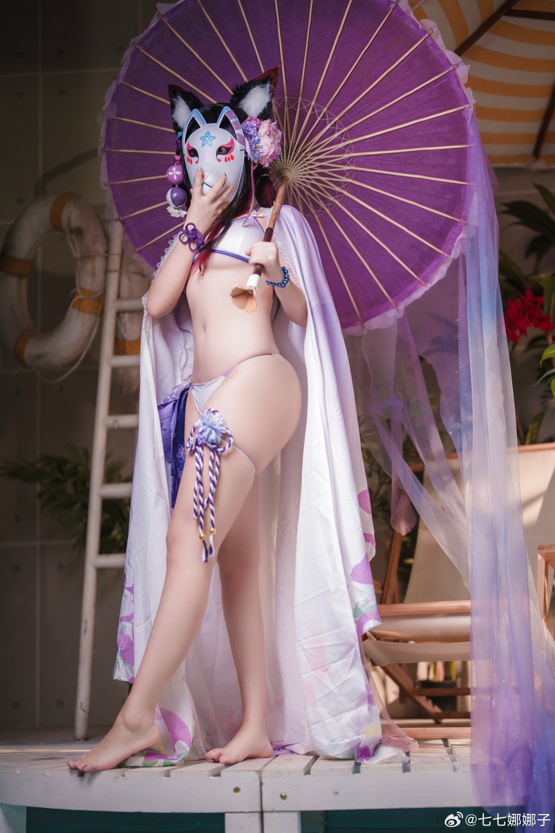 【COS正片】蔚蓝档案泳装狐坂若藻COS,圆润饱满光滑细嫩@七七娜娜子 - 第9张