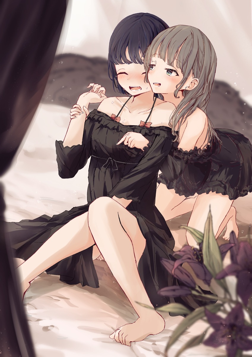 P站美图|二次元动漫美少女贴贴，百合美图 - 图(4)